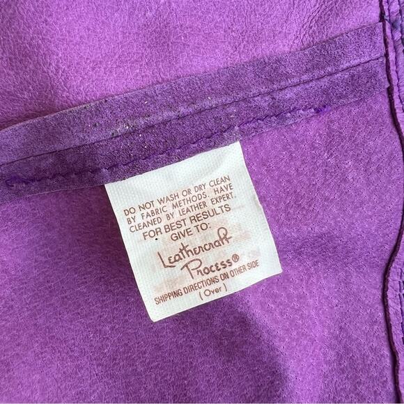 Vintage Purple Leathercraft Process of America Suede Fringe Beaded Shawl Cape - Picture 7 of 9